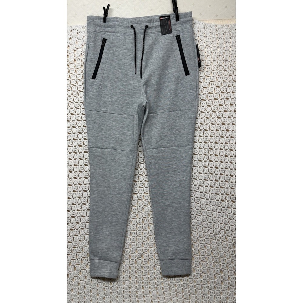 Southpole Fleece Joggers Sweatpants Mens L Gray Heather Tapered Drawstring NWT